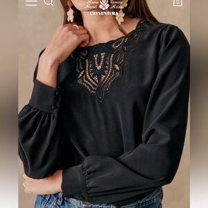 NWT sold out Sezane CARLOTTA silk blouse US 8 black